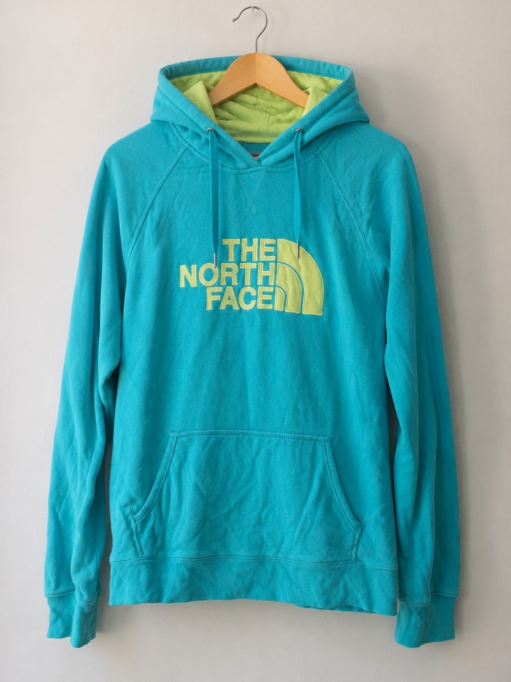 The North Face Women Size M Aqua Pullover Hoodie with Lime Logo